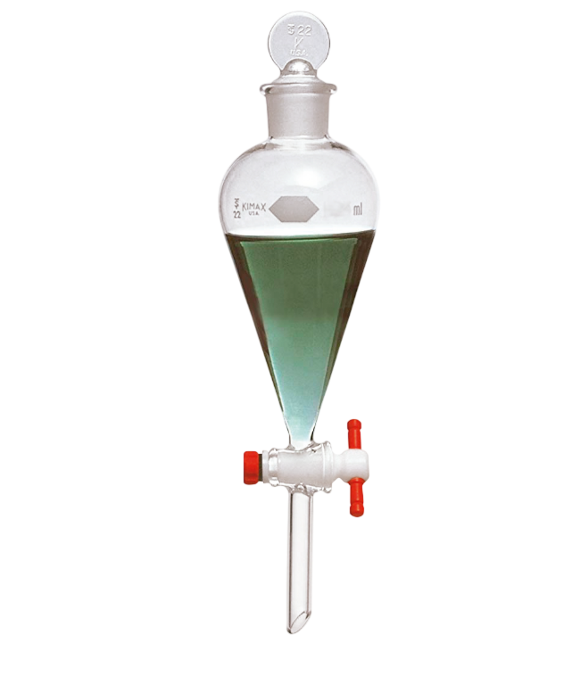 Embudo de Separación Tipo Pera con Llave de PTFE y Tapón de Vidrio –  Kimax