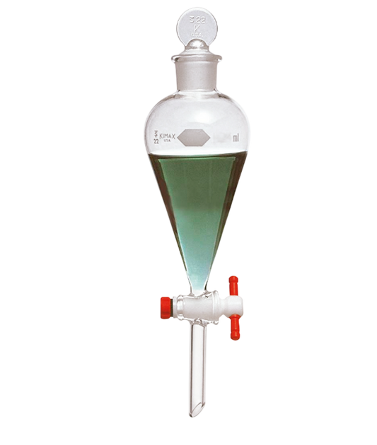 Embudo de Separación Tipo Pera con Llave de PTFE y Tapón de Vidrio –  Kimax