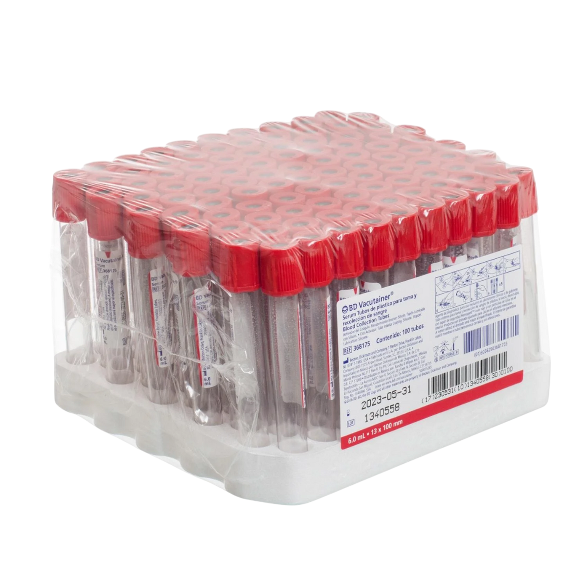 Tubo de Plástico BD Vacutainer® Tapón Rojo